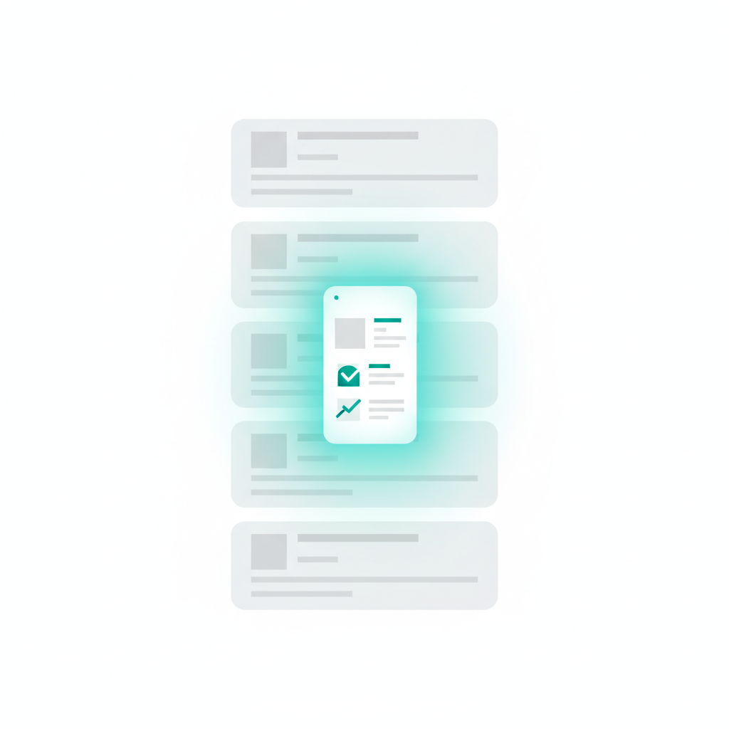 Several dimmed job listings with one teal-highlighted match standing out