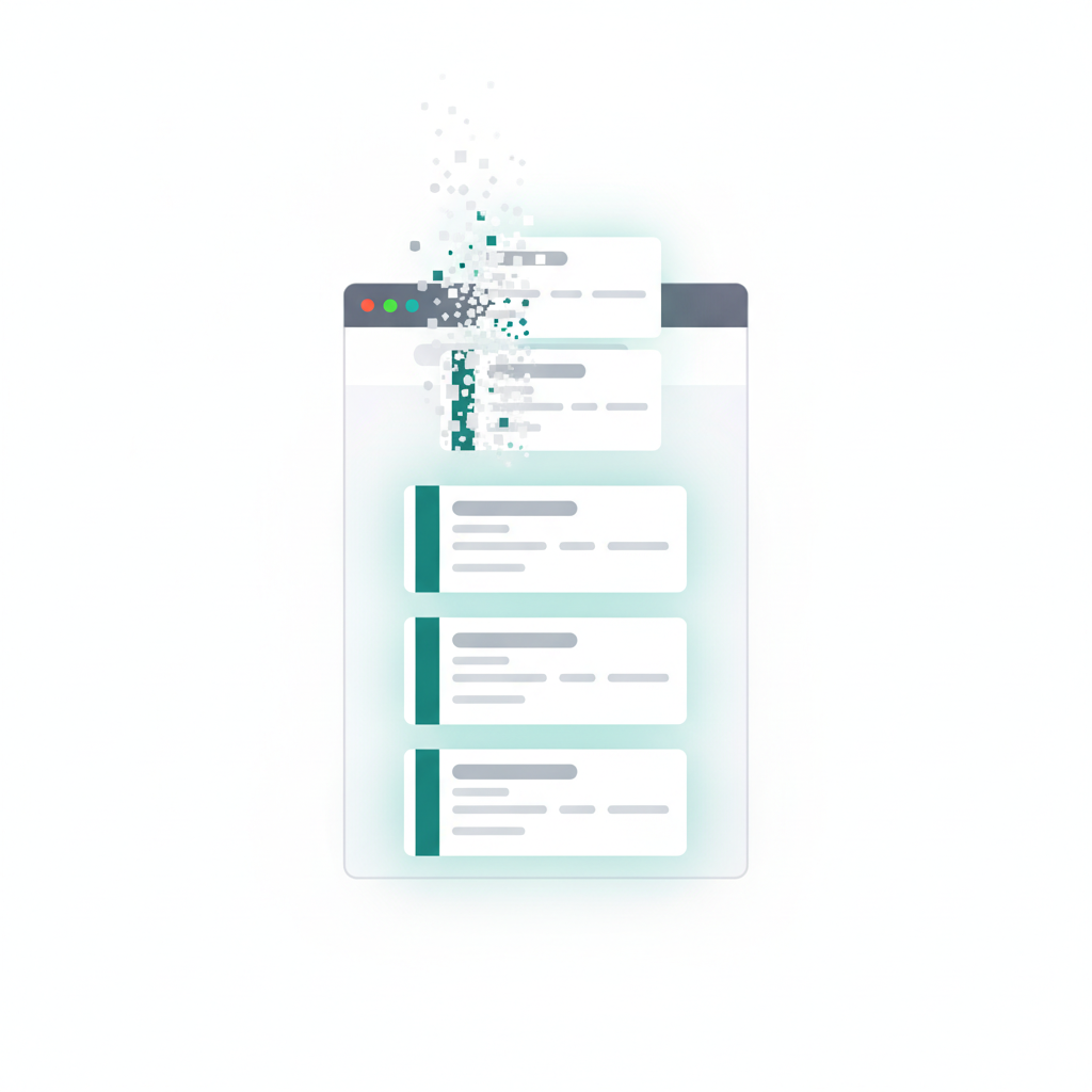Repeated promoted job cards fading out of a LinkedIn job search column, leaving a few clean listings visible